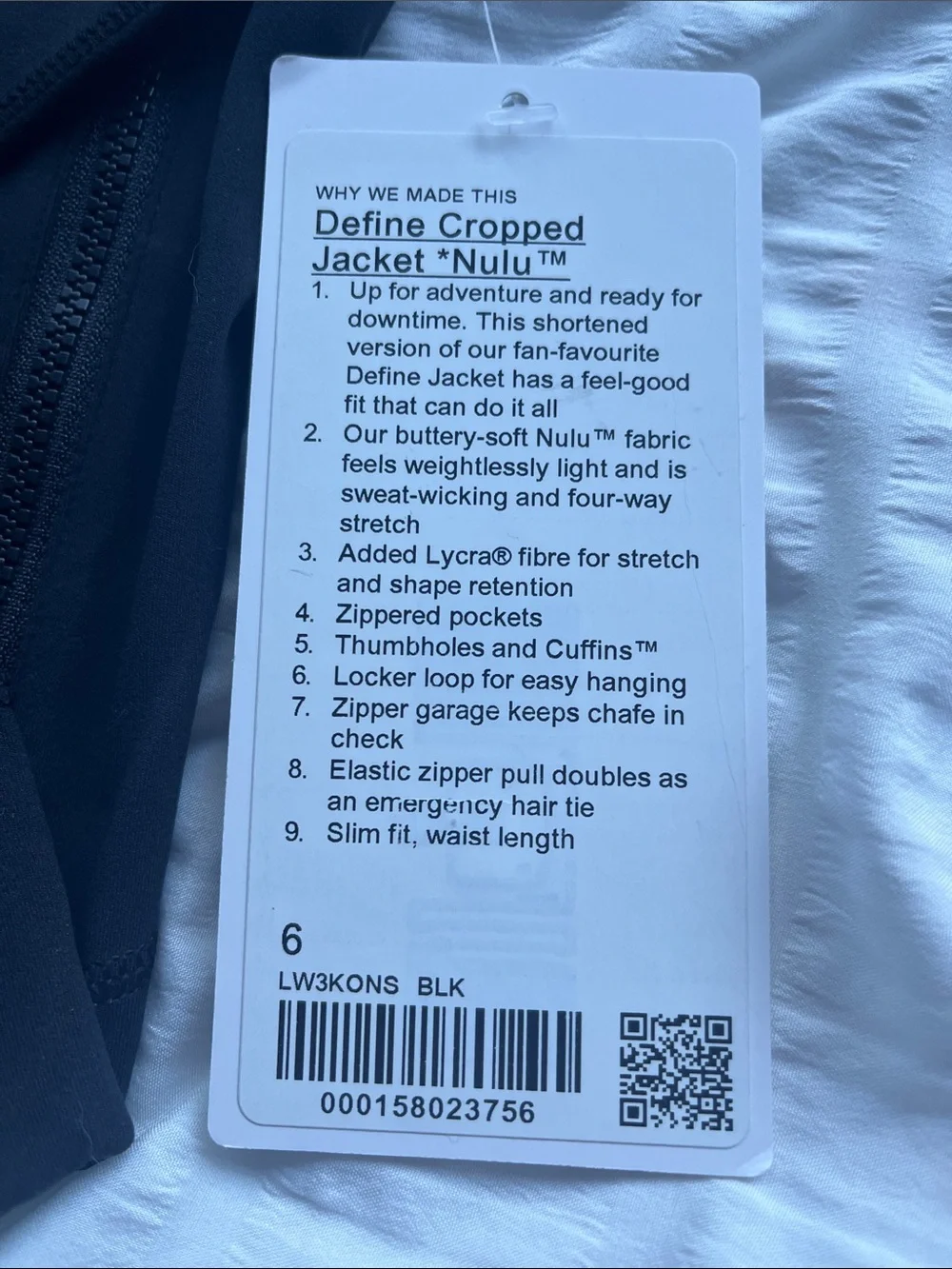 lululemon athletica Black Define Cropped Jacket